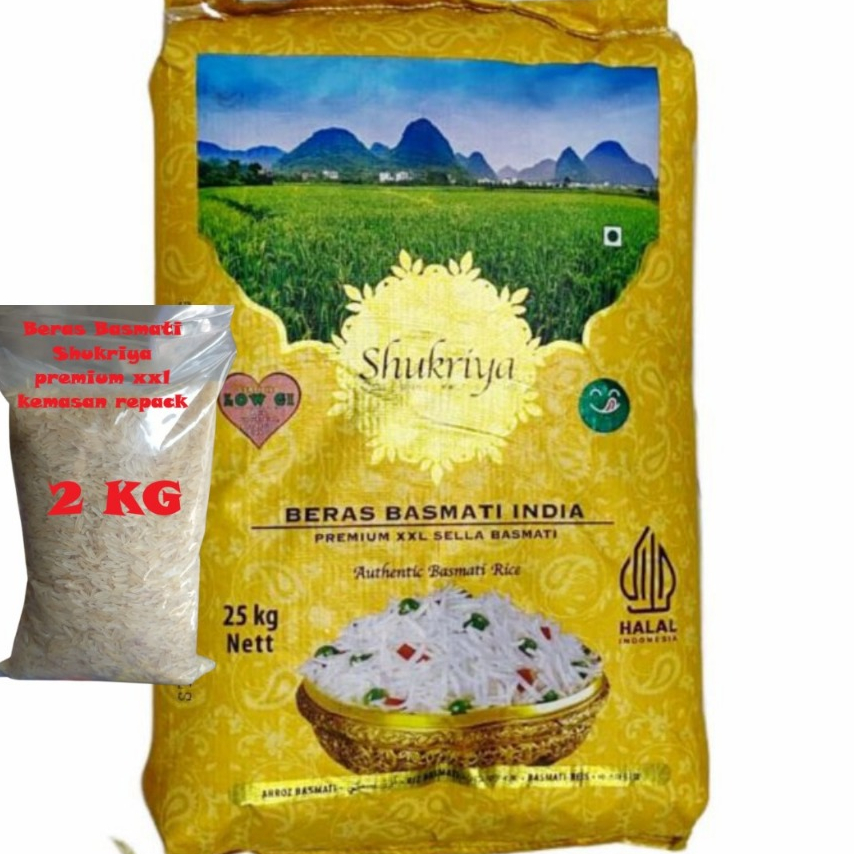 

Beras Basmati Shukriya Premium xxl Sella Kemasan Repack 2kg Basmati India