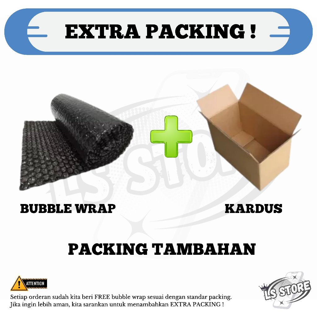 

Extra Packing / Packing Tambahan Kardus + Bubble Wrapp + Lakban Fragile 100% AMAN