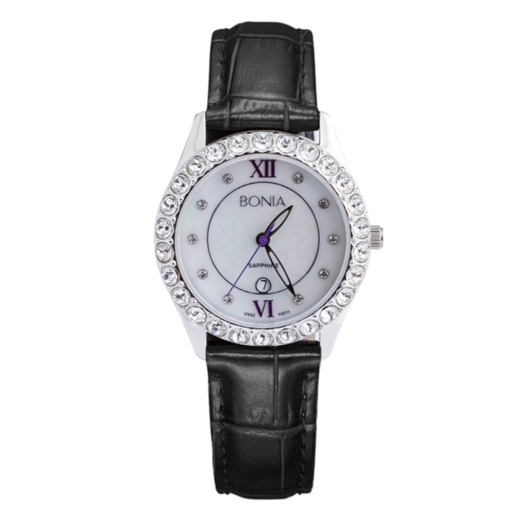Jam Tangan Wanita Bonia Elegance White Dial Leather Strap Analog B10011-2309S Original