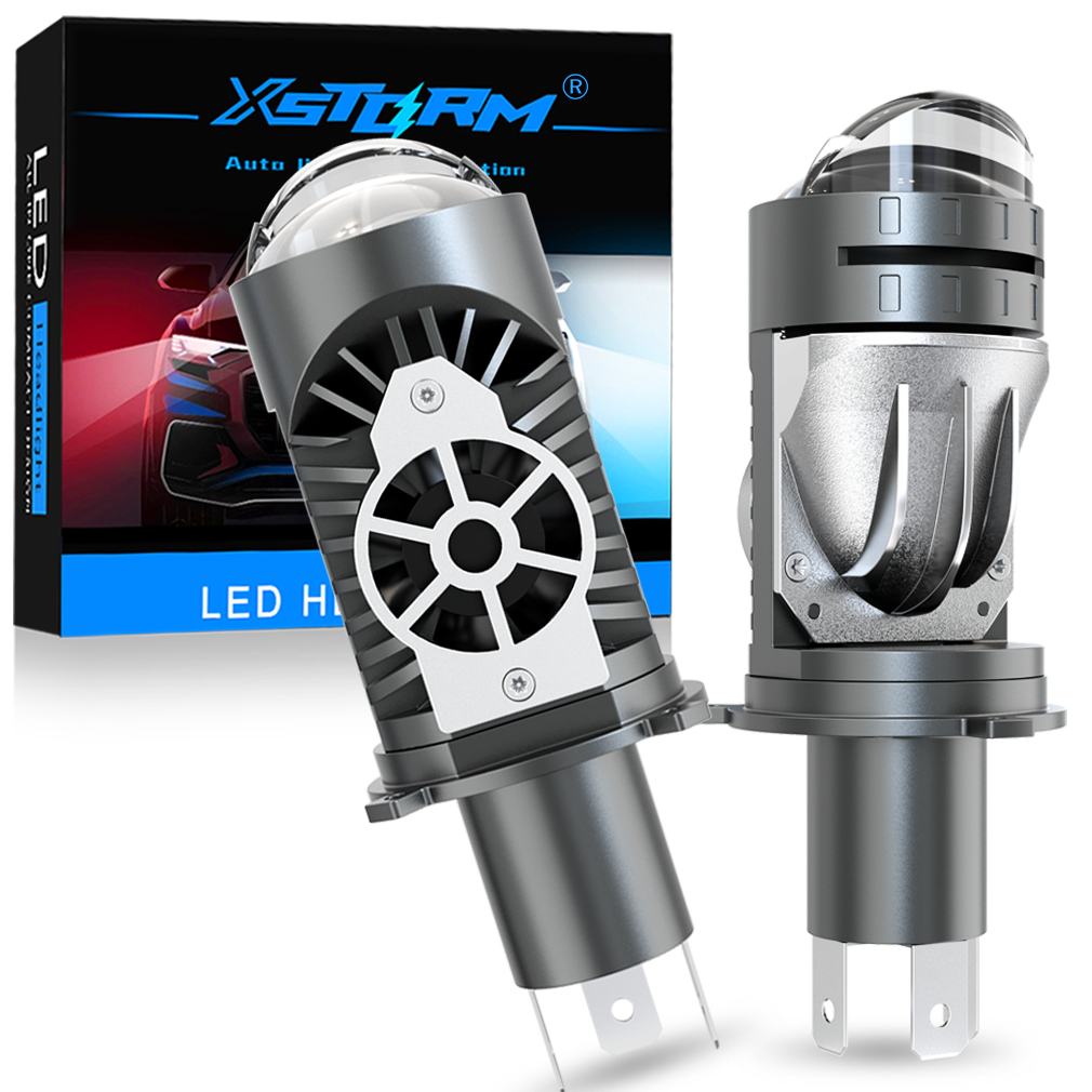 XSTORM 2pcs LED H4 Super Bright Projector Lens High And Low All In One, 30000LM 120W Lens 6500K Whit