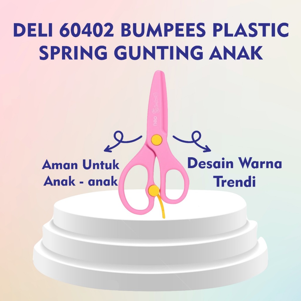

DELI GUNTING KERTAS ED60402/DELI E-60402 Scissors Anak / Deli Gunting Anak/Deli Gunting Plastik Safety Scissors D604 02 130mm Full Plastic
