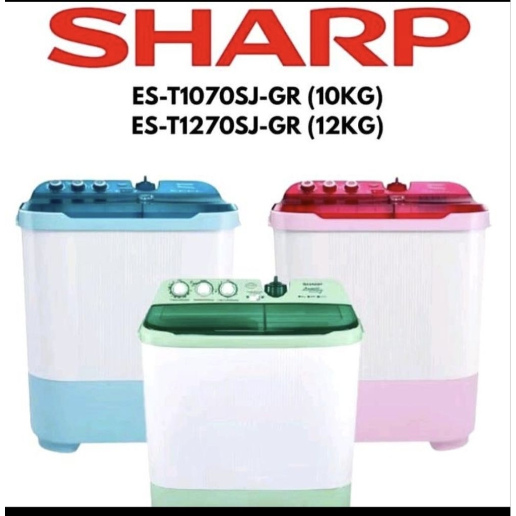 MESIN CUCI SHARP 11KG 2TABUNG HIJAB SERIES ES T1270SJ GR