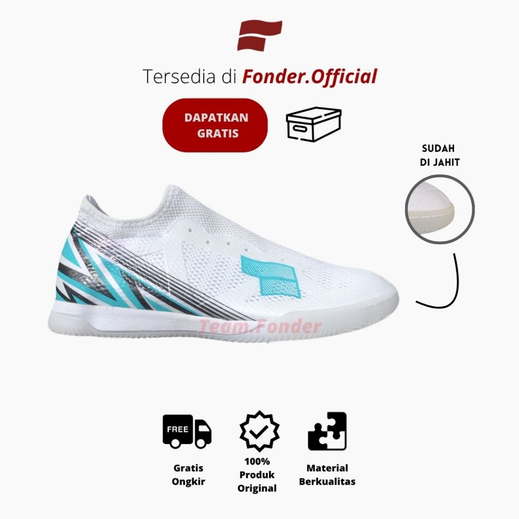 Sepatu Futsal Fonder Speed Arrow V2 Putih/Merah - Outsole Pylon Empuk Rubber Berdecit sepatu Rizal M