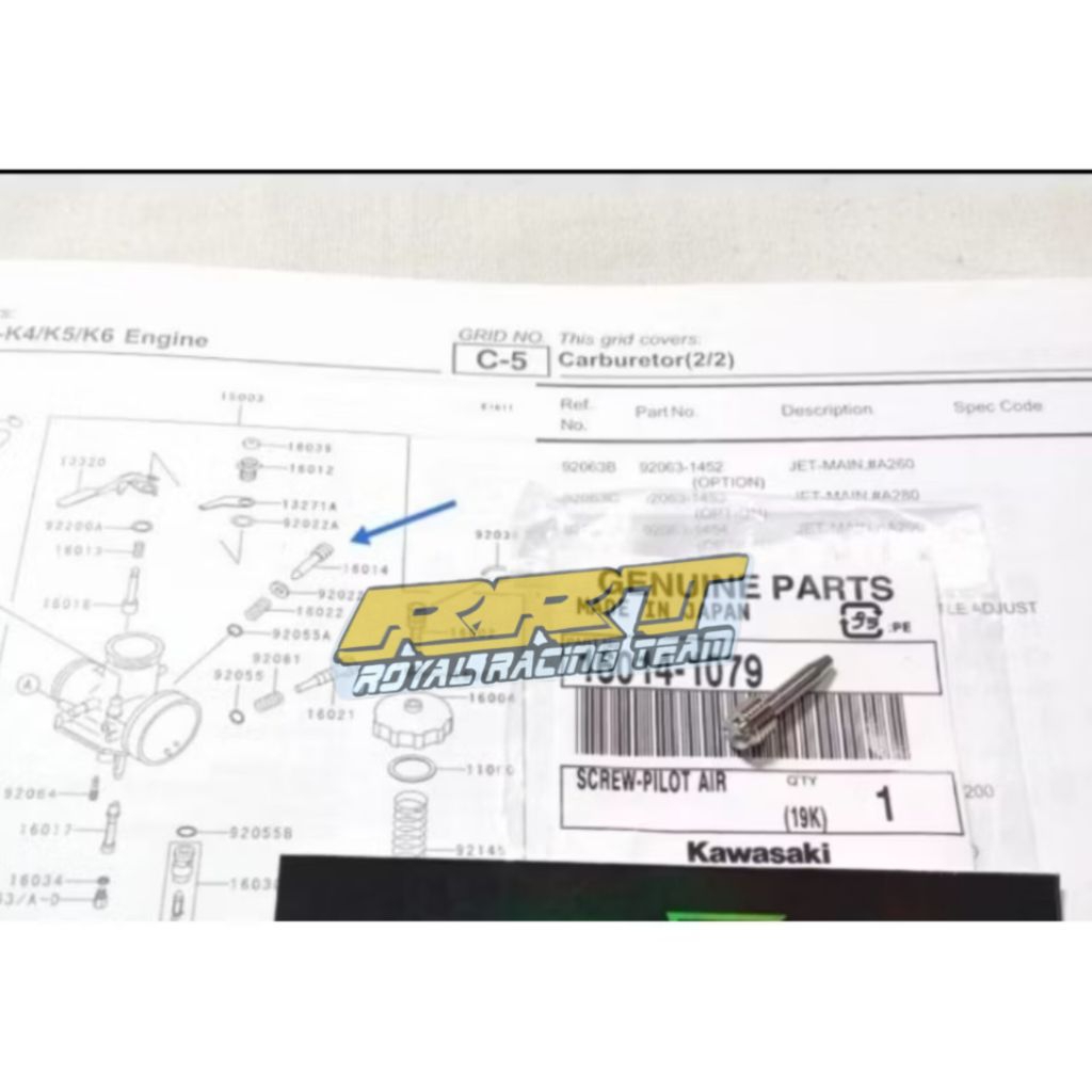 stelan angin karbu ninja rr original kawasaki