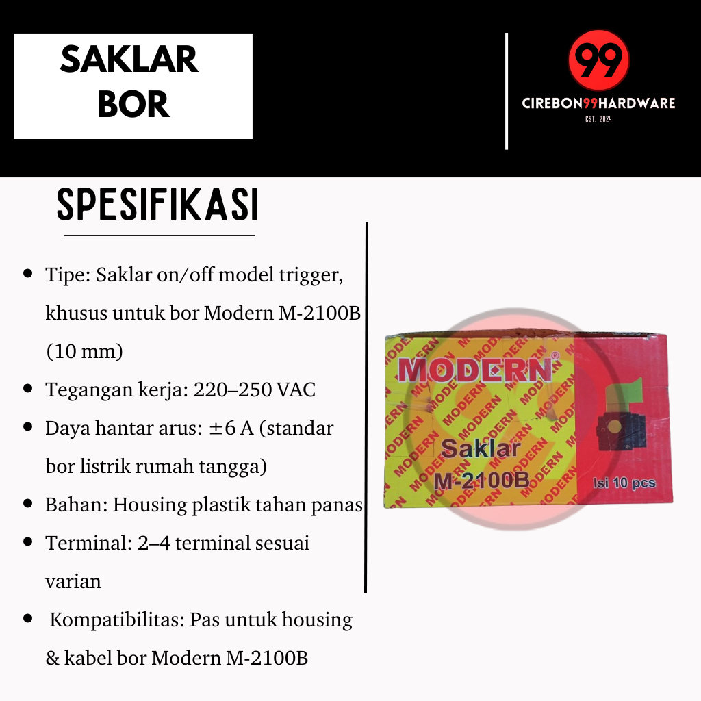 Saklar Mesin Bor 10mm Tipe M-2100B Saklar Modern
