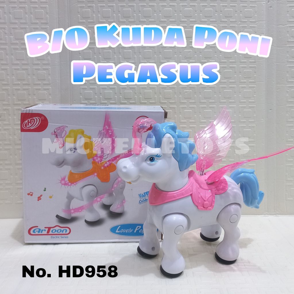 Mainan Anak Kuda Poni / BO Kuda Poni Lovely Pegasus Bisa Berjalan dan Ada Musik HD958