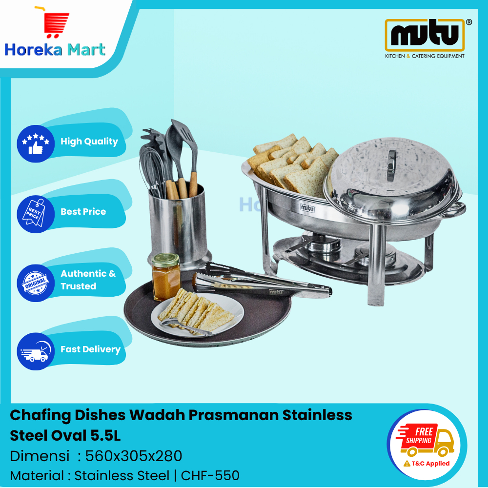Chafing Dish Stainless Tempat Prasmanan Makanan Oval Mutu CHF550
