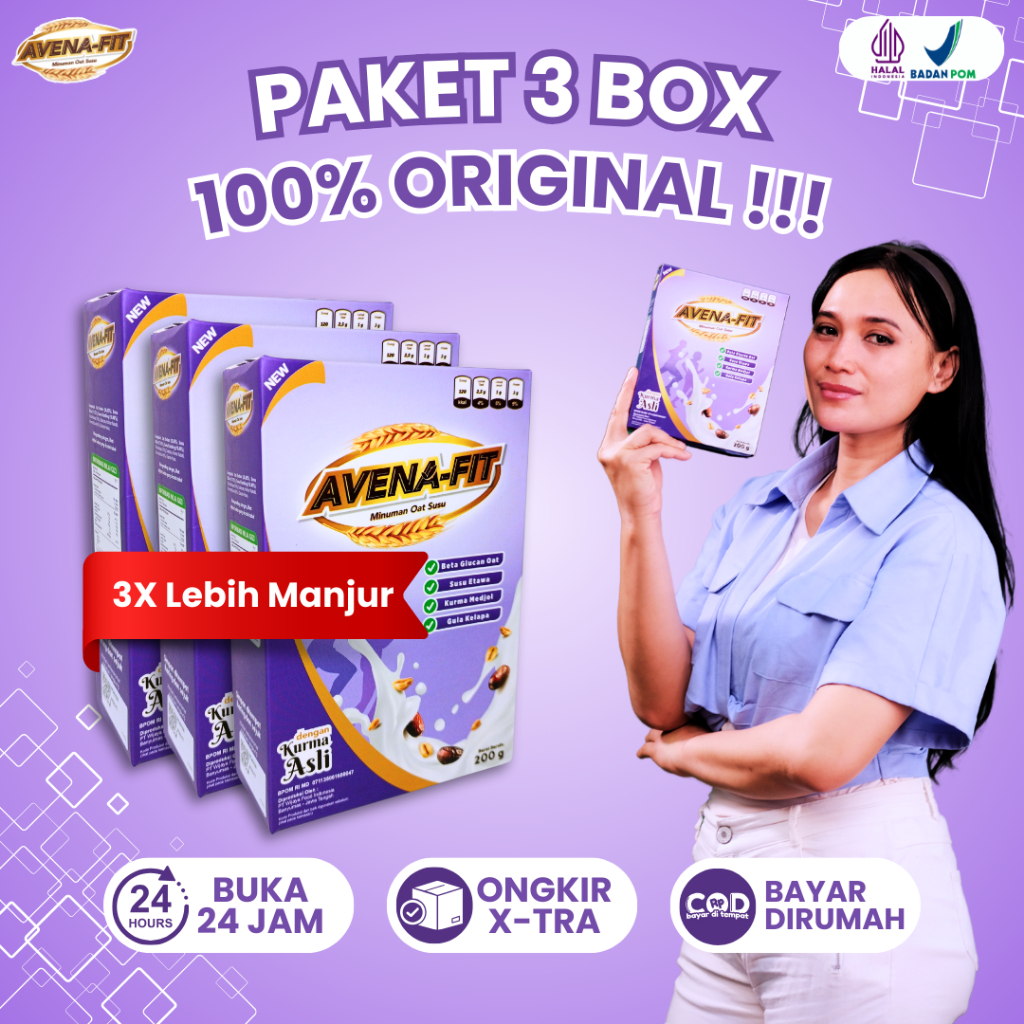

PAKET 3 BOX Avenafit Oatmeal Sereal Fit Bantu Menjaga Kesehatan Jantung Tanpa Efek Samping