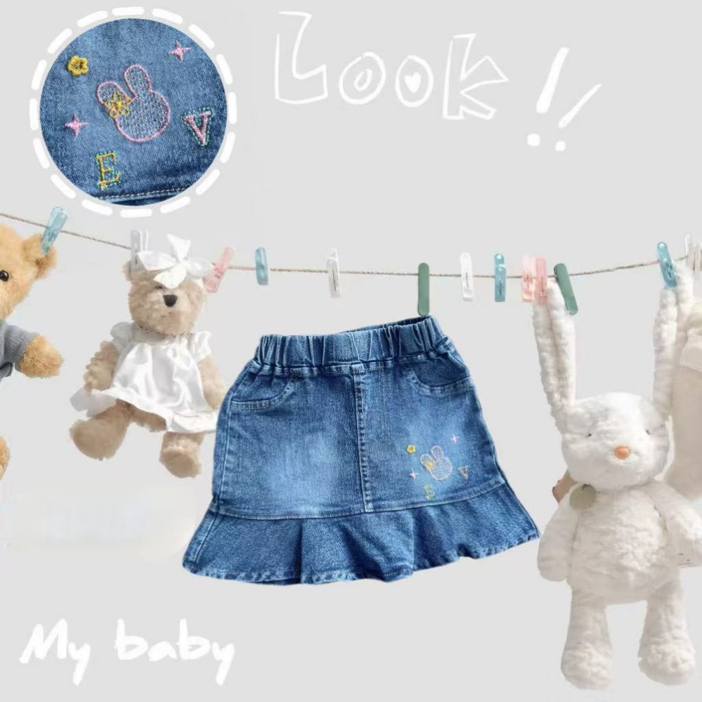 Rok Jeans Anak Cewek/Rok Jeans Import 1-4th rok jeans trendy Rok Anak Perempuan