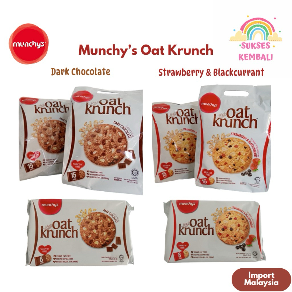 

Munchy's Oat Krunch, Dark Chocolate dan Strawberry & Blackcurrant, ukuran 390GR (Produk Import Malaysia)