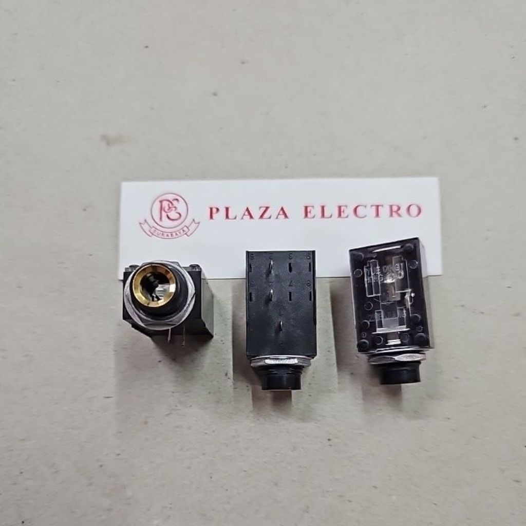 SOCKET SOKET MIC AKAI MONO 6.5mm FEMALE MONO 3P PIN PANEL SEGI TRANSPARANT GOLD KUALITAS BAIK