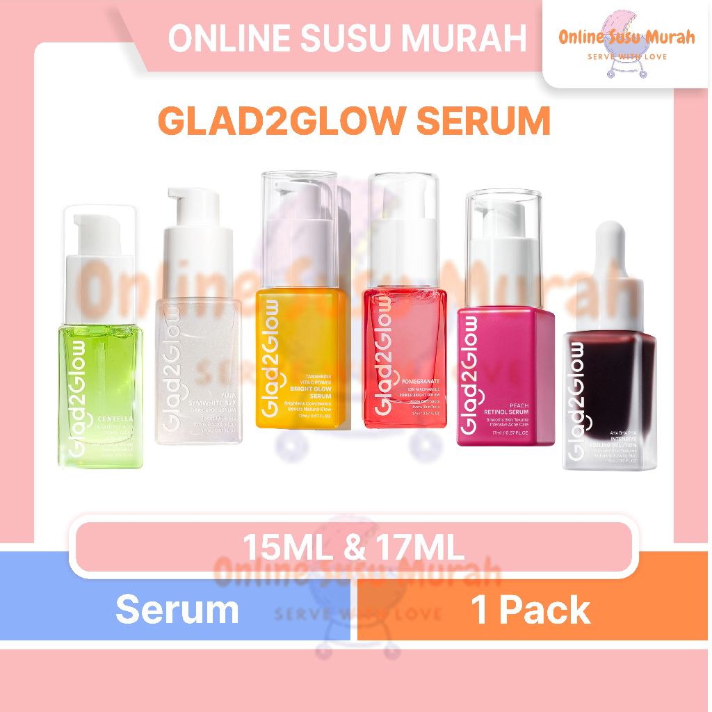 GLAD2GLOW CENTELLA CLEAR ACNE POMEGRANATE BRIGHT YUJA DARK SPOT PEACH RETINOL SERUM 17 ML PRLA G2G