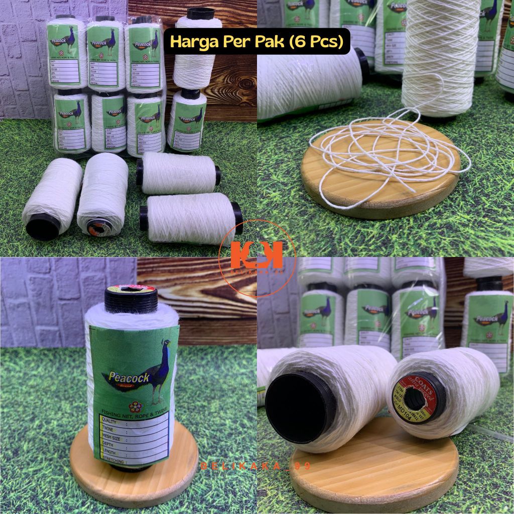 (6 ROLL) BENANG JAHIT KARUNG MEREK PEACOCK / BENANG JAHIT KARUNG BERAS / BENANG KARUNG WARNA PUTIH