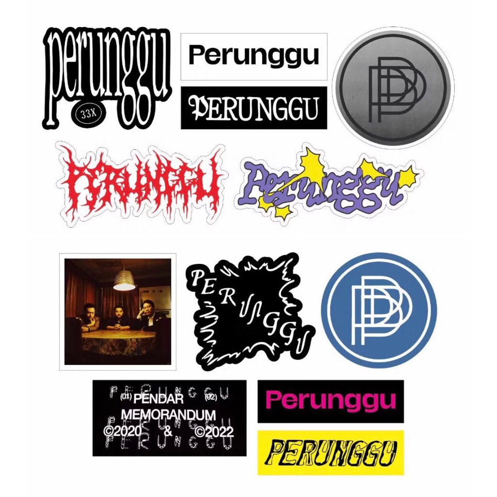 

stiker set perunggu band indie stiker band stiker laptop helm