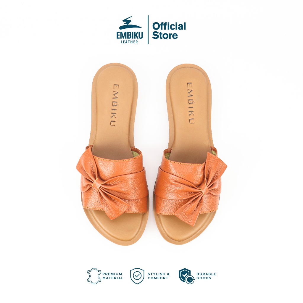 EMBIKU - Sandal Slop Wanita Teplek Kulit Sapi Asli - Sandal Kulit Garut - Sandal Teplek Wanita