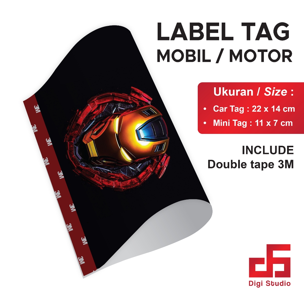 Digi Studio - Label Tag Mobil & Motor IRON MAN FACE