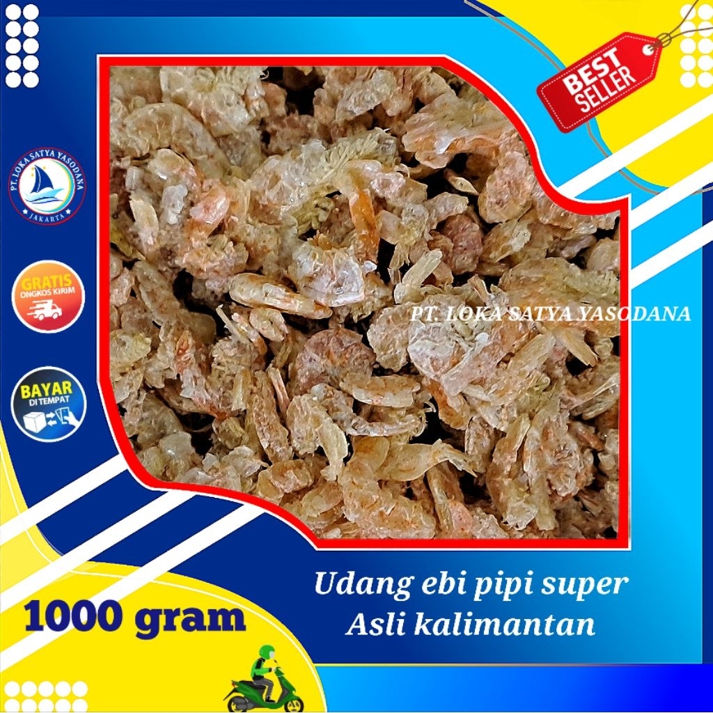 udang kering ( asli ebi kalimantan ) ebi pipi super 1000gram / 1 kg