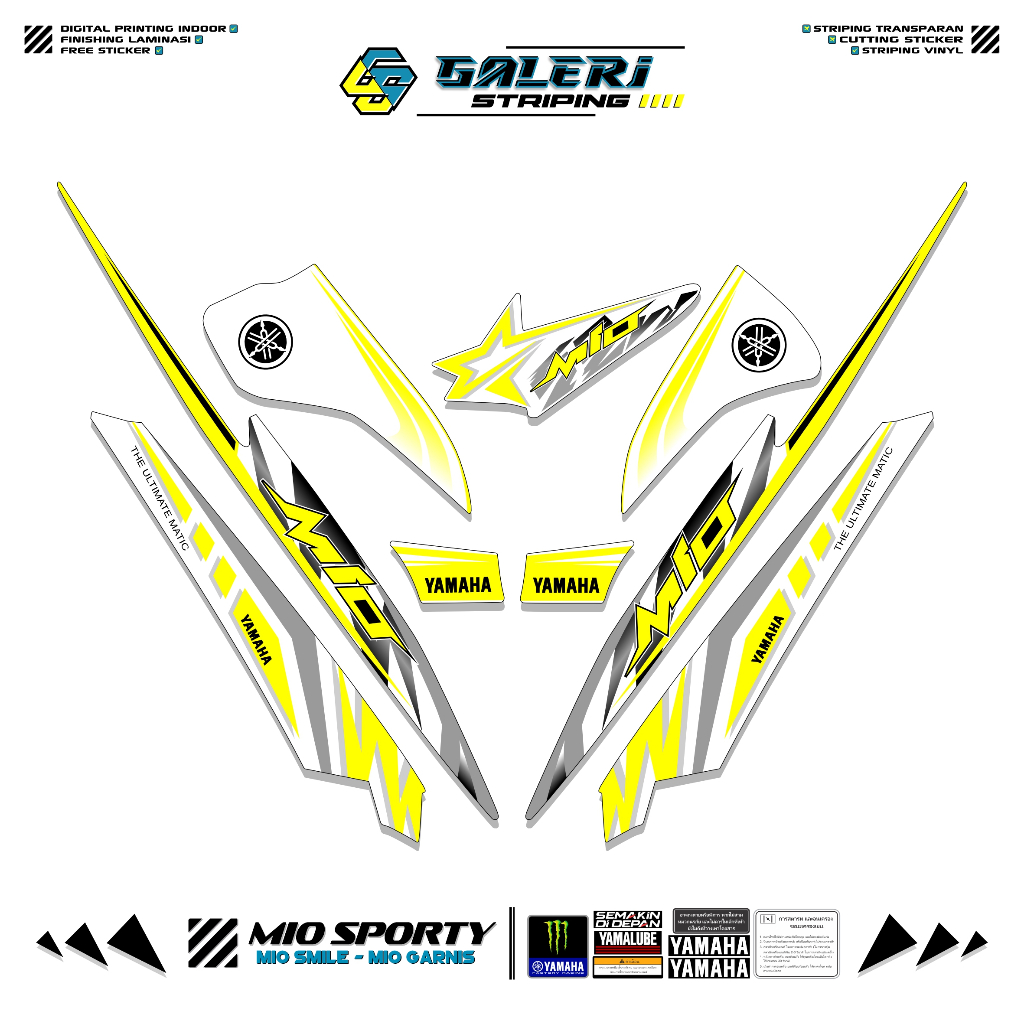 STRIPING MIO SPORTY MOTIF 9 STIKER MOTOR MIO SMILE GARNIS SPORTY STICKER YAMAHA MIO VARIASI SIMPLE