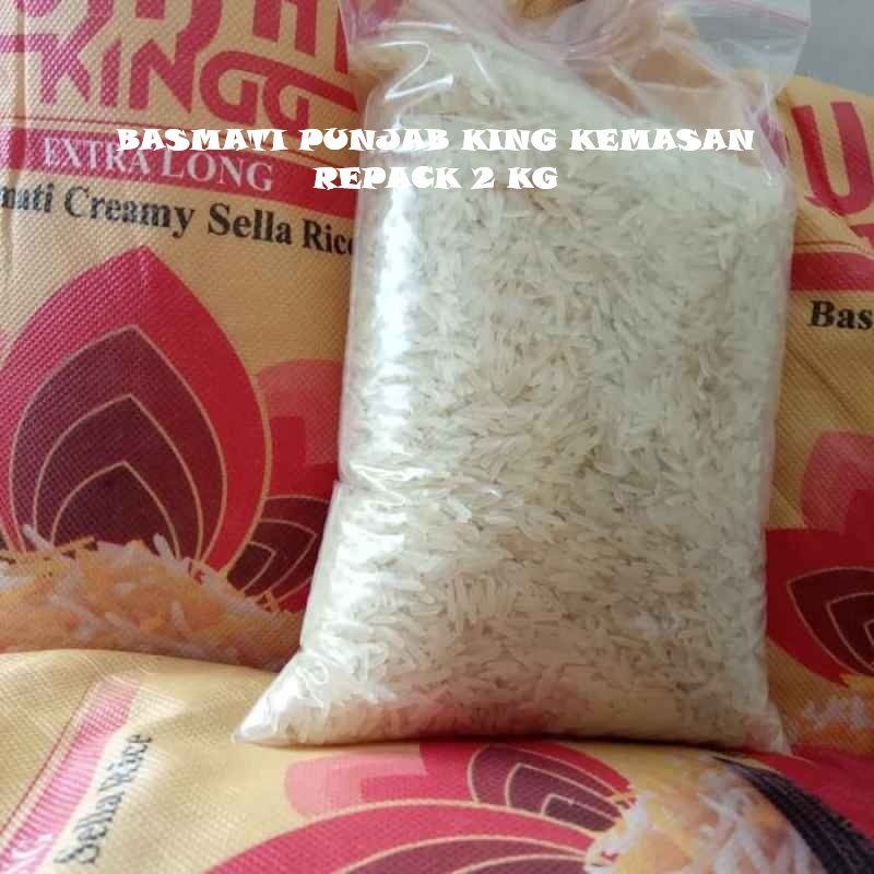 

Beras Basmati Punjab King Extra Long Kemasan Repack 2kg Basmati Creamy Sella Rice