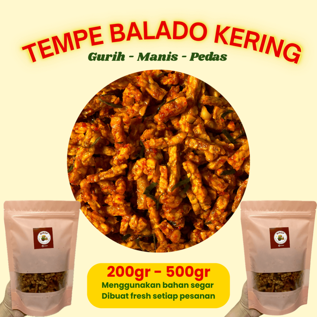 

TEMPE OREK BALADO KERING – Camilan Gurih Manis Pedas, Tempe Kering Camilan Lauk Nasi / 200gr-500gr