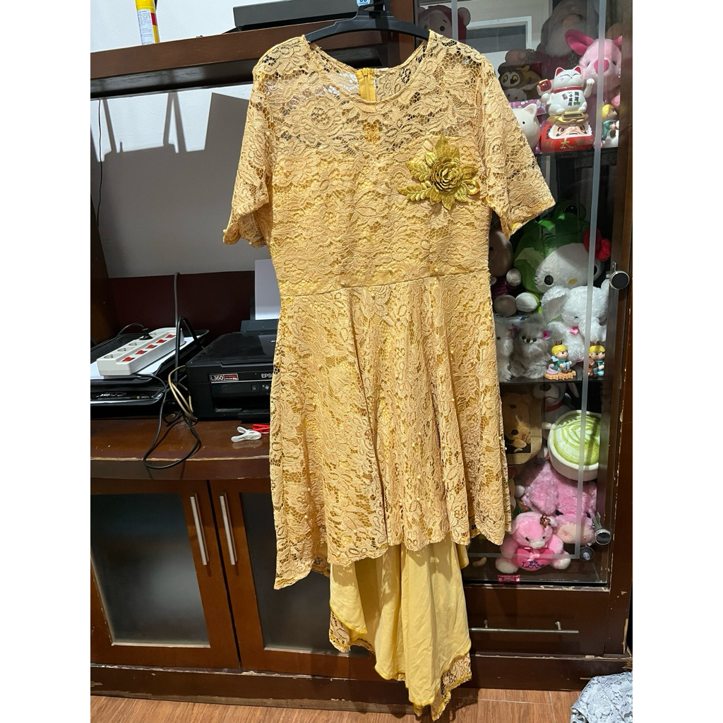 Dress brokat tulip kuning