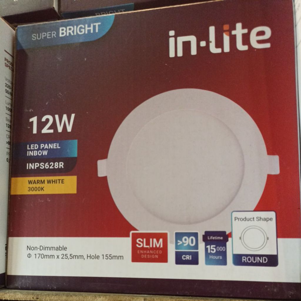 Inlite Downlite Slim Panel LED IB Inlite 12W Bulat -Putih