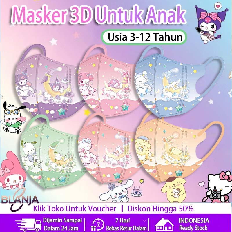 Masker Anak 3D 50pc Duckbill 3 Ply Disposable Breathable Independent Packaging