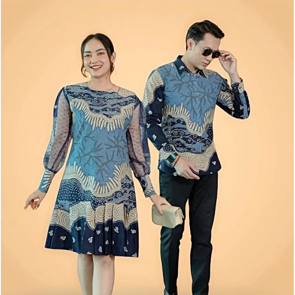 COUPLE BATIK Azurea PREMIUM / Dres Batik Pesta Premium Terbaru