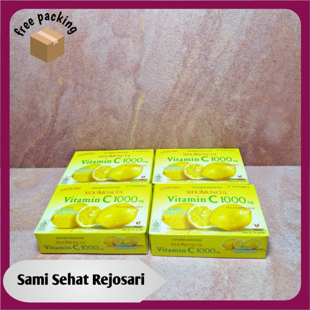 

4 Box SIDO MUNCUL C1000 MG RASA LEMON 4 GRAM ISI 6 SACHET
