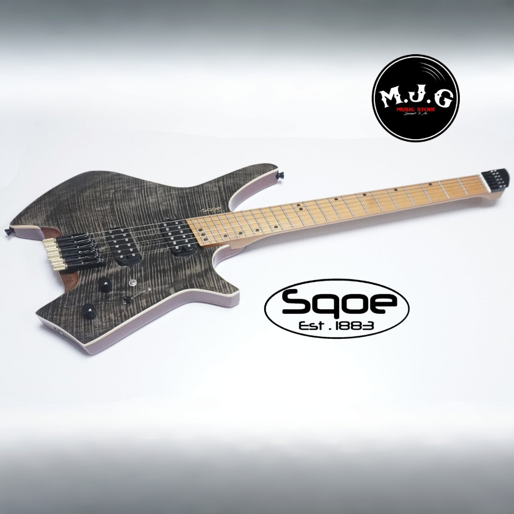 Gitar elektrik Sqoe by spain headless multiscale SEIB995 TBK with Trans Black