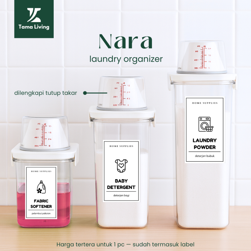 TAMA LIVING Nara Laundry Botol Refill Deterjen Laundry Organizer Botol Sabun Botol Refill Sabun