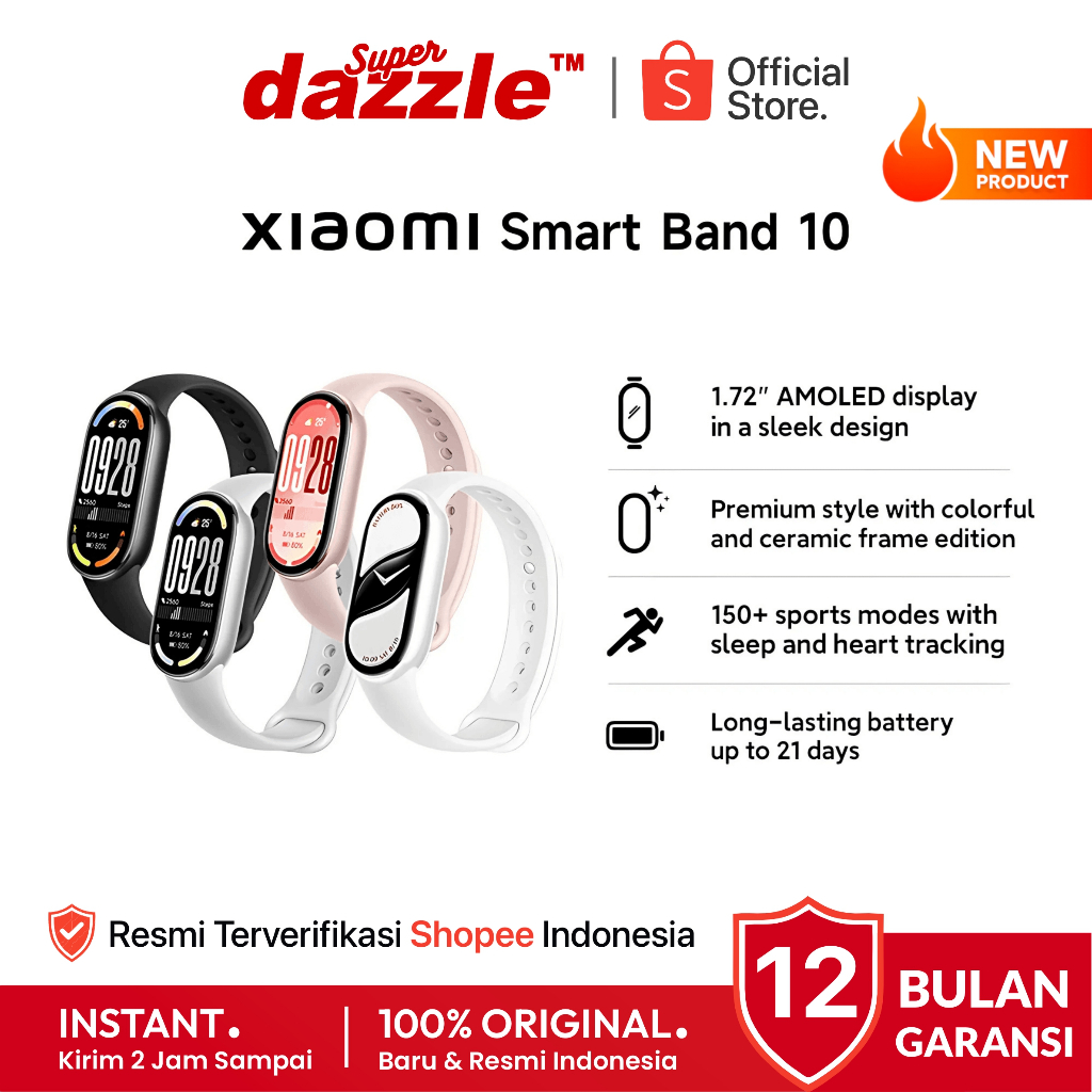 XIAOMI Smart Band 10 Smartwatch 1.72" AMOLED Display Watch Jam Tangan Olahraga Pria Wanita Original
