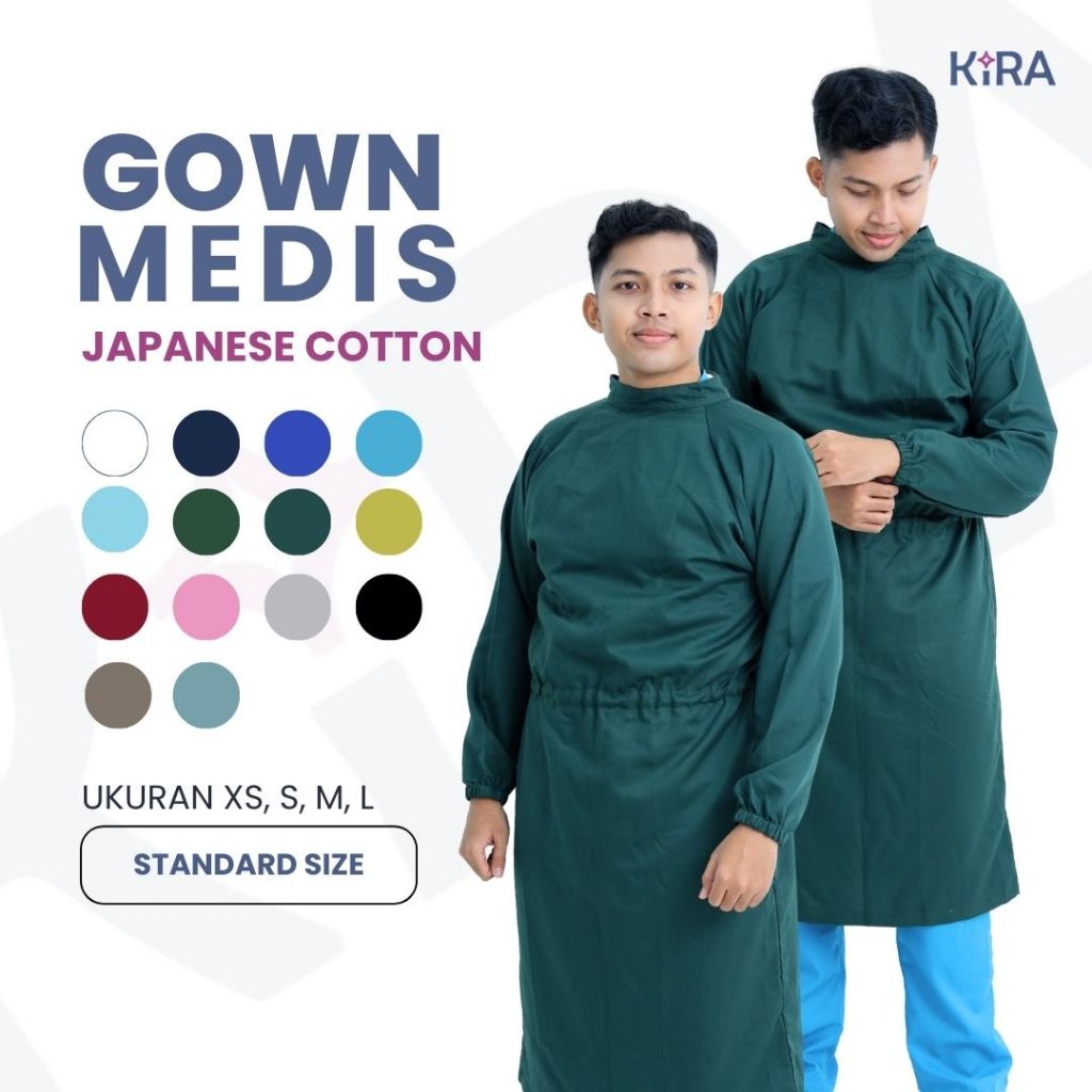 [GOWN MEDIS SERIES] | Japanese Cotton/Gown Medis/Surgical Gown/Baju Operasi/Dokter/Perawat/UNISEX - 