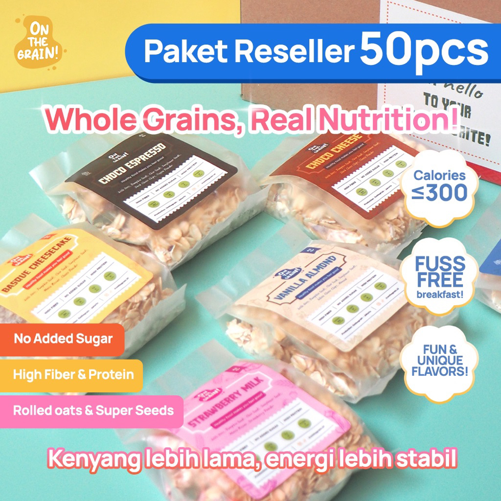 

(50 PACKS) PAKET RESELLER - ON THE GRAIN Overnight / Instant Oats - Sarapan Sehat Cemilan Healthy Muesli