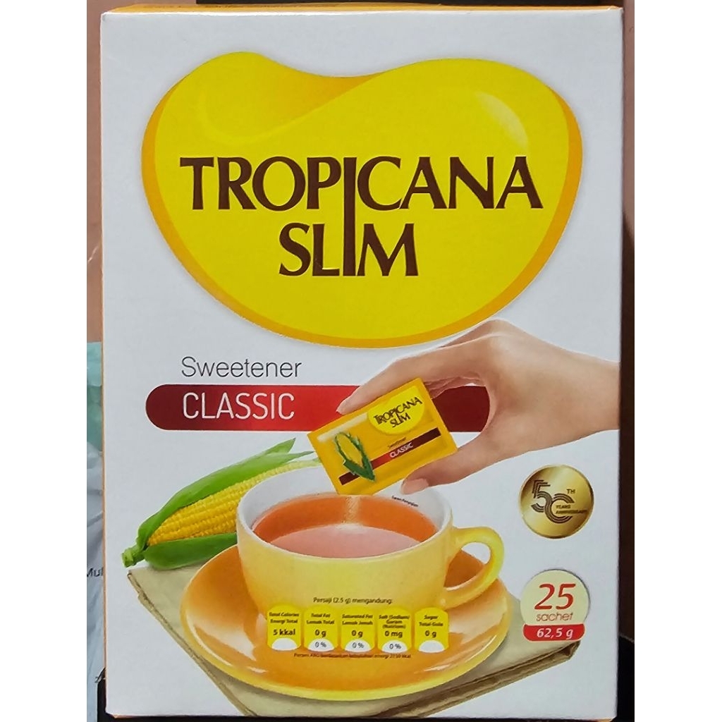 

Tropicana Slim Sweetener Classic 62,5g Box (isi 25 sachet×2,5g)