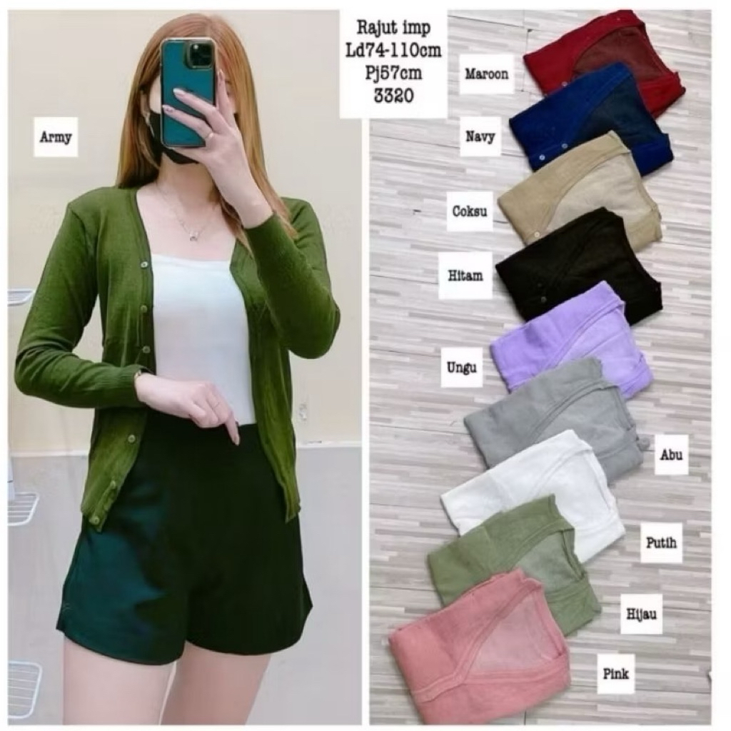 Cardigan Basic Rajut Knit Wanita / Cardigan Polos Outer Rajut Kancing Depan