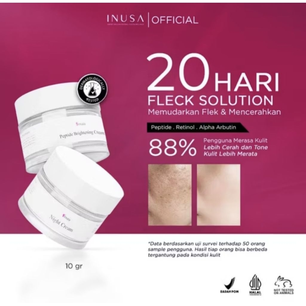 INUSA FLEK COMBO SOLUTION -BUNDLING KRIM PENCERAH FLEK BPOM.