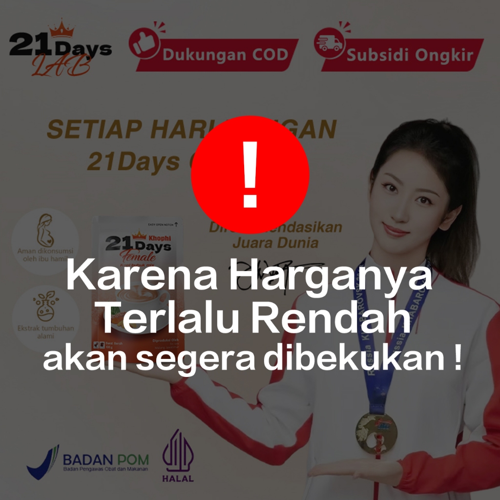 

21Days Female Coffee – Kunyit, Kacip Fatimah, Daun Sirih, Gula Aren – Rekomendasi Juara Olimpiade
