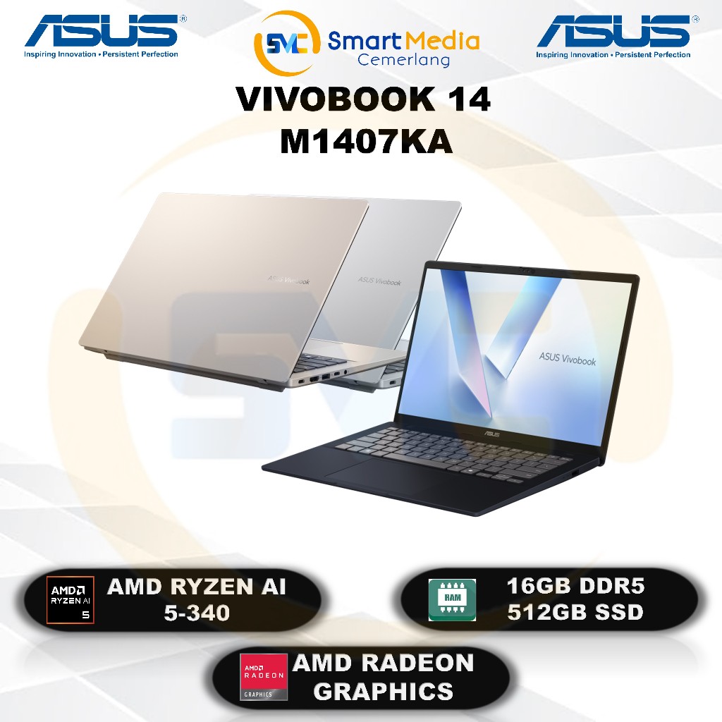ASUS Vivobook 14 M1407KA - Ryzen Ai 5-340 - 16GB - 512GB - 14" WUXGA - W11 - Office
