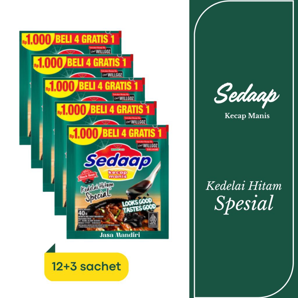 

Sedaap Kecap Manis Kedelai Hitam Spesial (Beli 4 gratis 1)