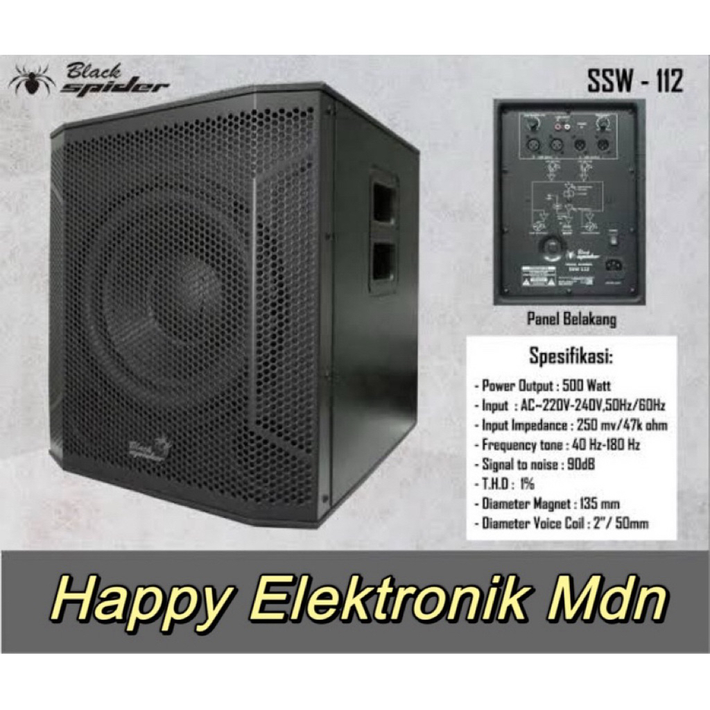 BLACK SPIDER SUBWOOFER AKTIF BLACKSPIDER SUBWOOFER 12 INCH BLACK SPIDER SSW 112 BLACKSPIDER SUB AKTI