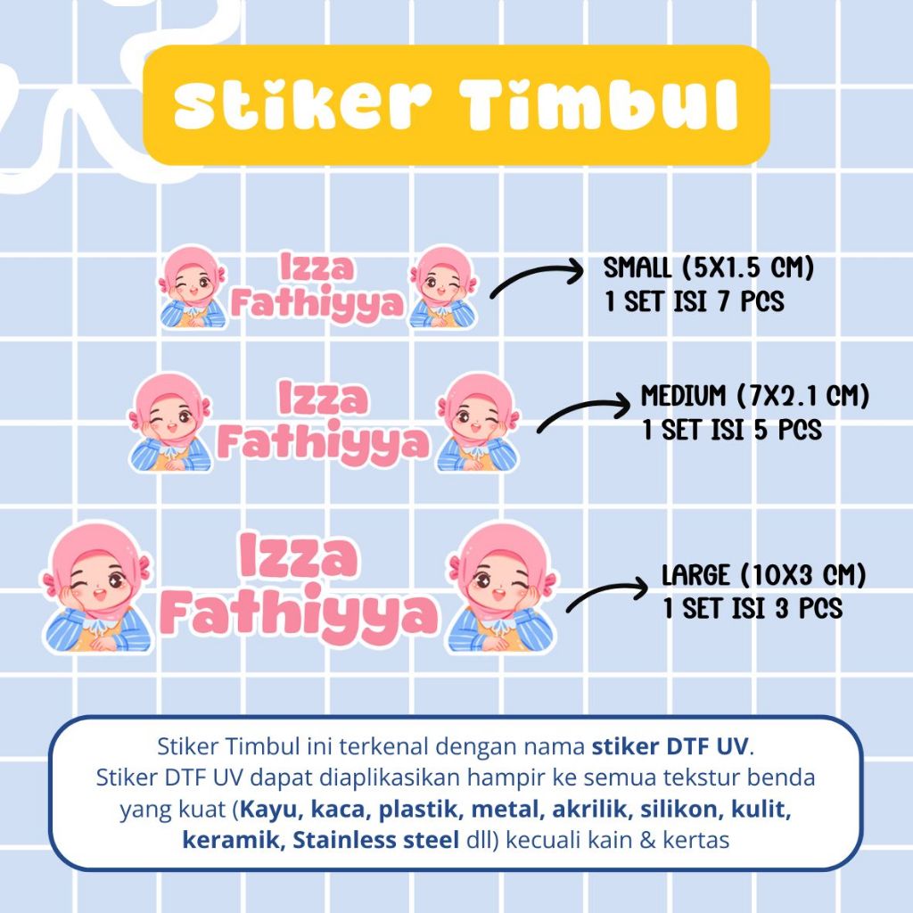 

STICKER UV DTF STIKER TIMBUL CUSTOM NAMA KARAKTER GAMBAR ANTI AIR WATERPROOF