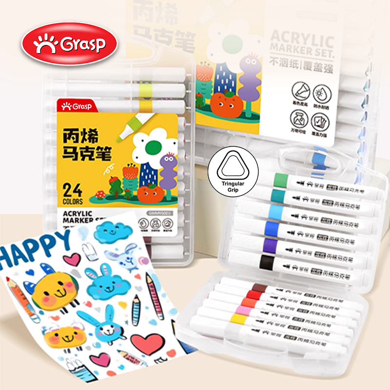 

GRASP Marker Acrylic Pen Akrilik 12/24/36/48/60 Warna Mudah Dihapus Fine Tip MW020