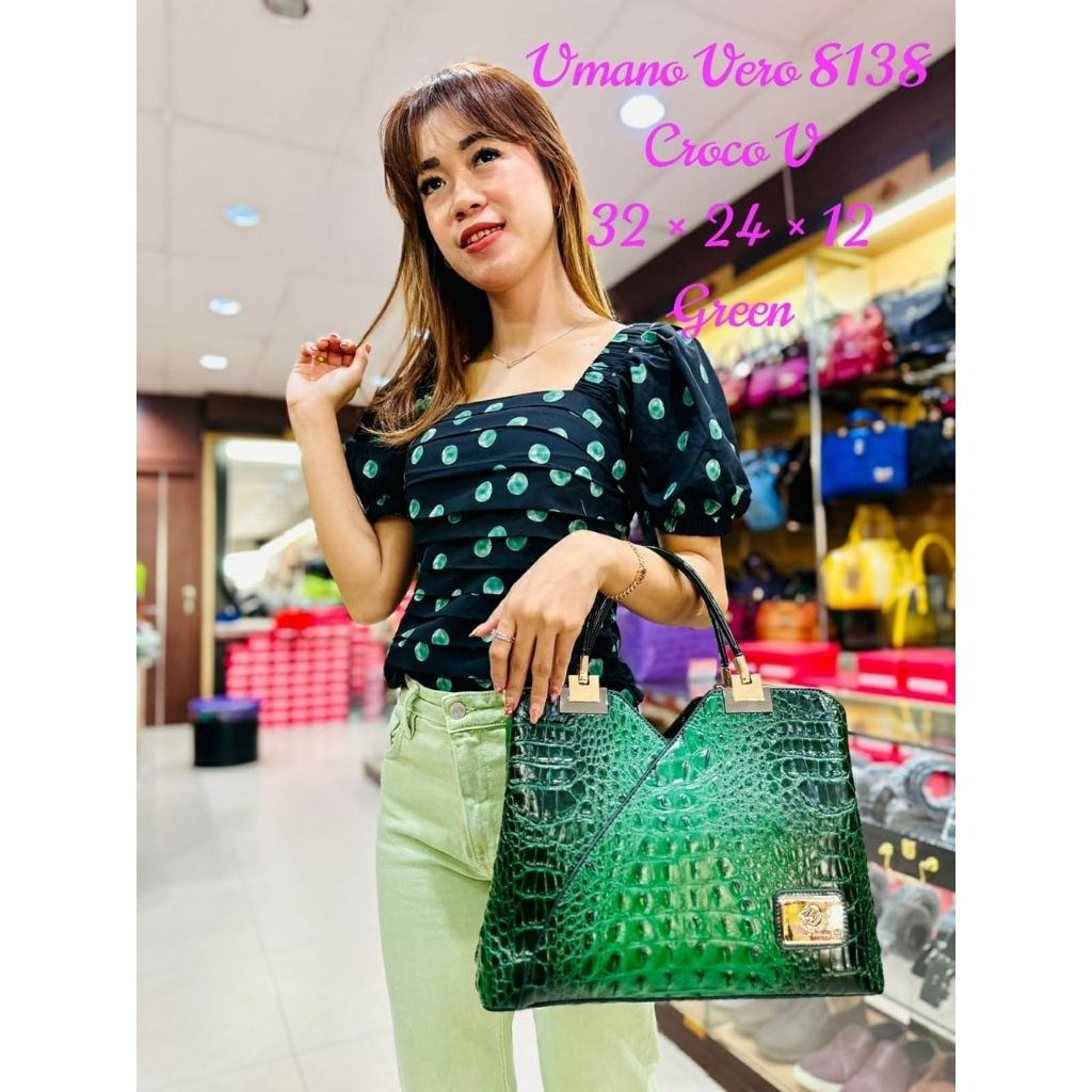 TAS UMANO VERO V CROCO 8138 LENGKAP TALI PANJANG TAS BRANDED TAS CANTIK TAS MEWAH TAS KONDANGAN TAS 