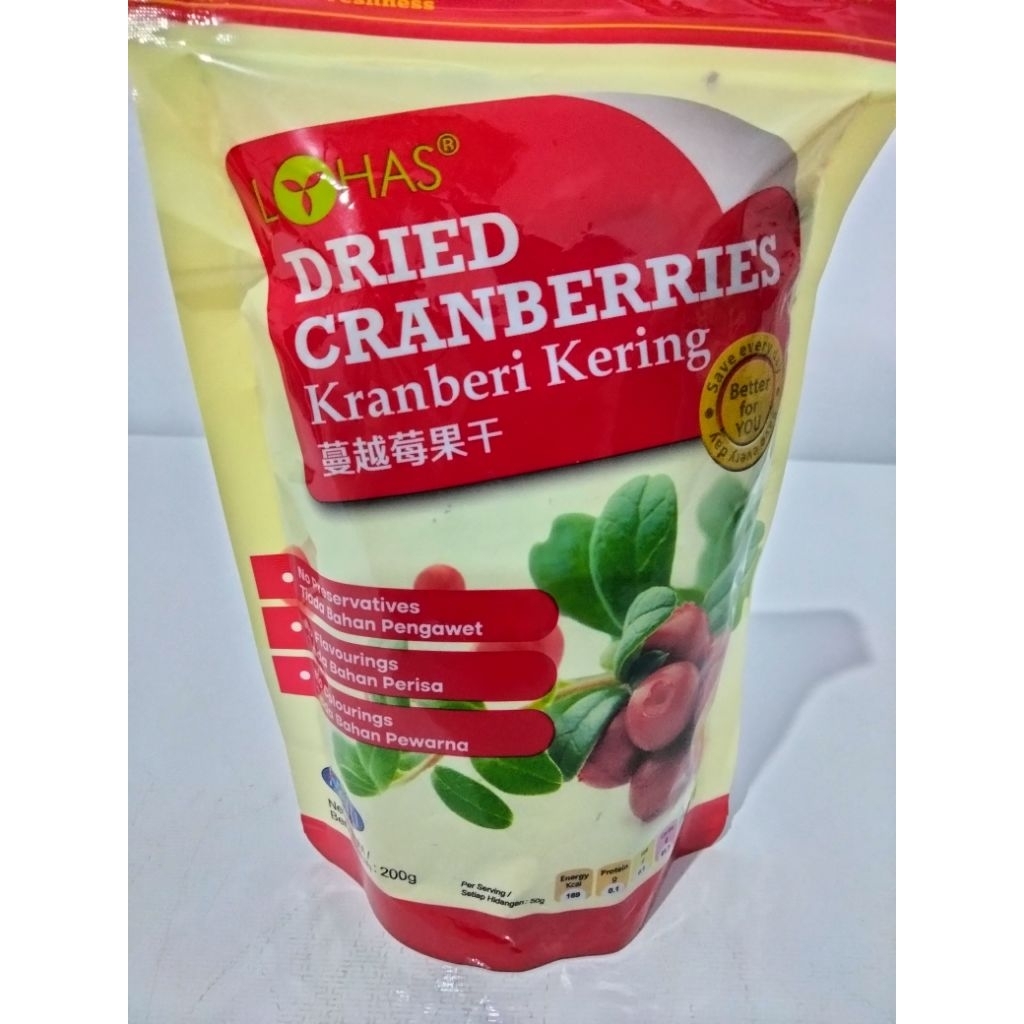 

LOHAS® Dried Cranberries 200g – Kranberi Kering Tanpa Pengawet