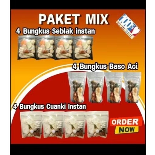 

(promo)PAKET MIX 12bks ukuran JUMBO 12X20/Seblak instan/ /seblak instan / bakso aci //BAKSO ACI/BOCI INSTANcuanki instan