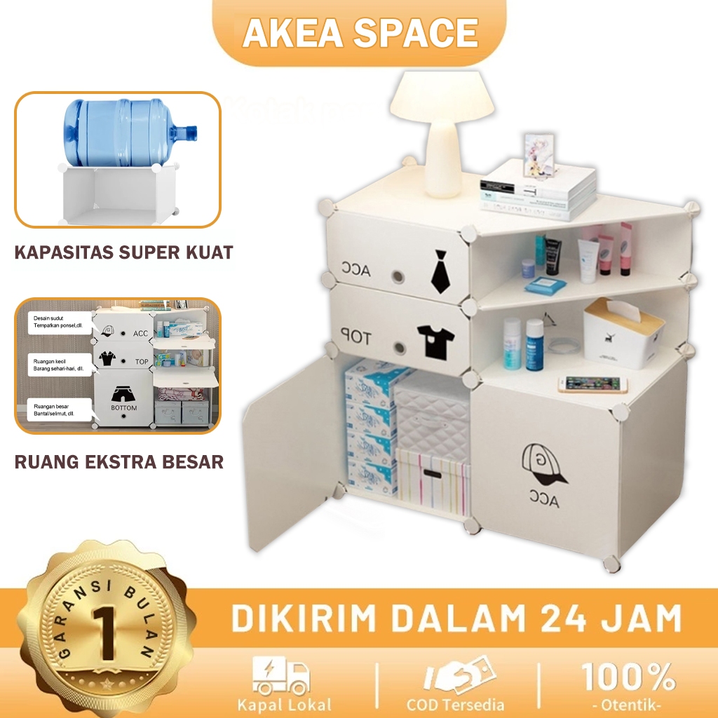 Putih meja nakas minimalis/Bedside Table/lemari pakaian plastik