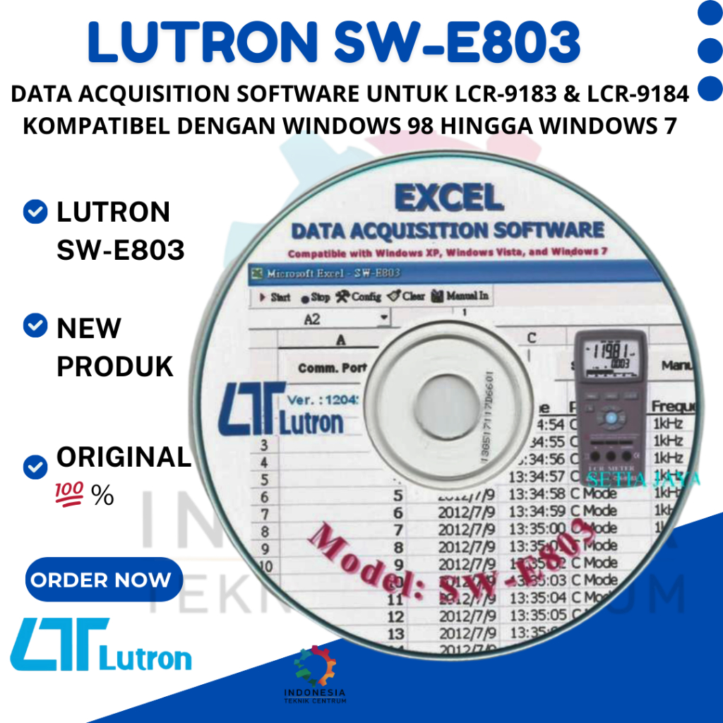 Lutron SW-E803 Data Acquisition Software untuk LCR-9183 & LCR-9184 Kompatibel dengan Windows 98 hing