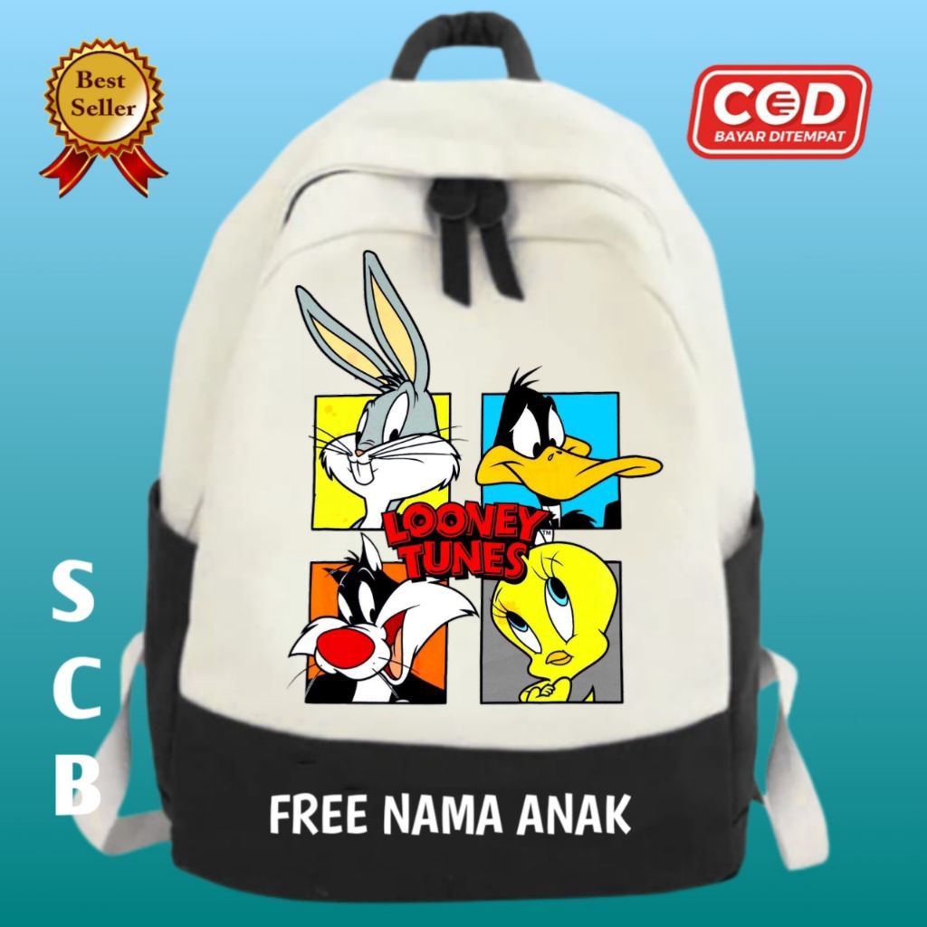 Loney Tunes Tas Anak Sekolah SD TK PAUD Karakter Loney Tunes free nama