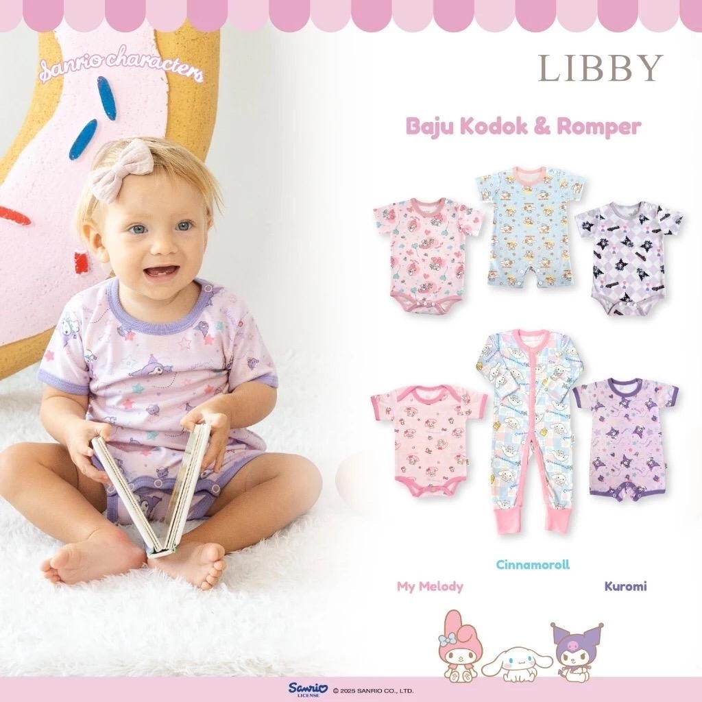 LIBBY Sanrio Premium Baju Tidur Bayi Sleepsuit Bodysuit Romper Bayi Perempuan